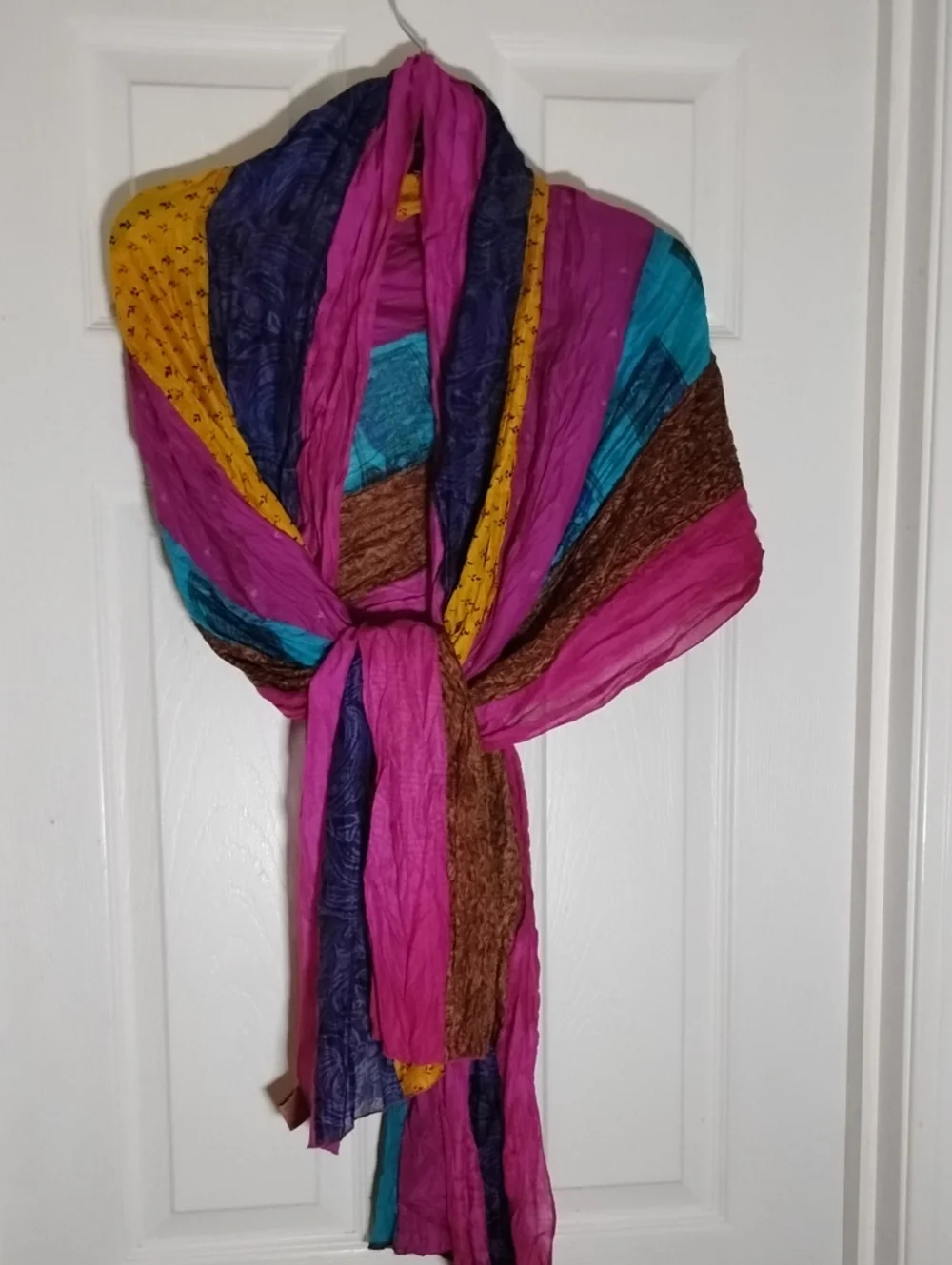 Green Sewn Recycled Indian Silk Sari Scarf